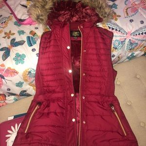 Burgundy Red Hooded Vest